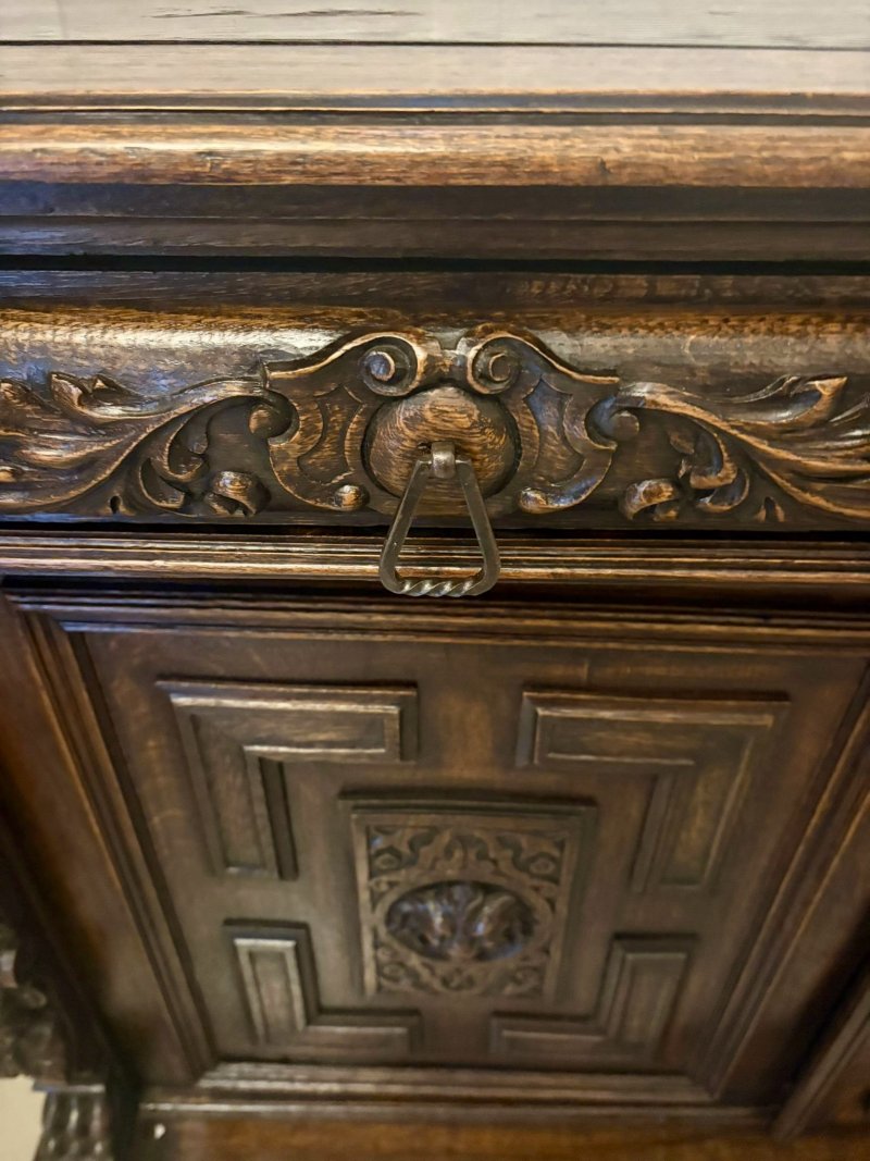 Impressive Quality Antique Carved Oak Sideboard